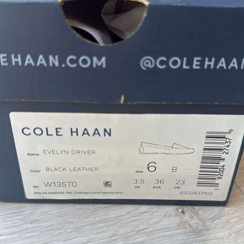 Cole Haan Evelyn Driver loafer black Leather size 6 NWT in box - Picture 9 of 14